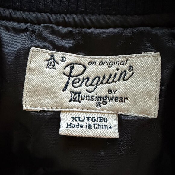 Penguin Full Zip Wool Bomber Jacket Mens Size XL Normcore Classic Varsity Gray - Picture 9 of 11